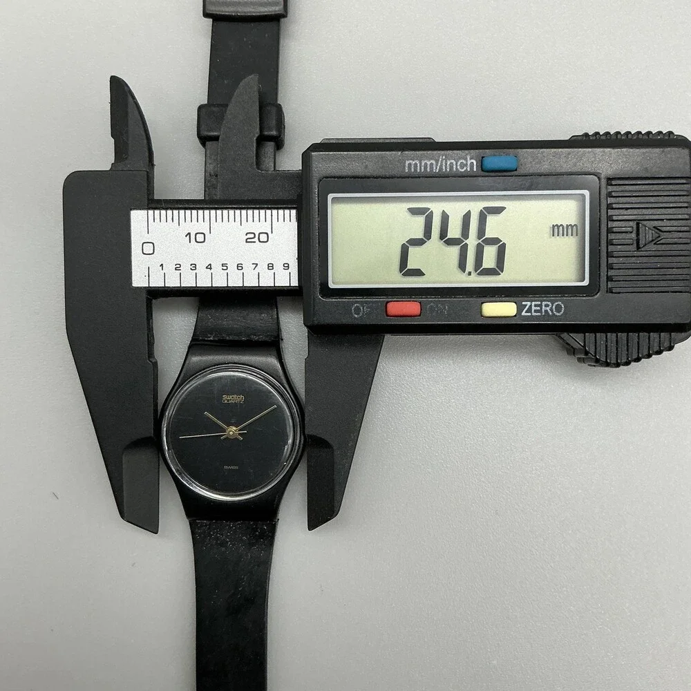 Vintage Swatch Black Magic Womens Watch 25mm Gold Tone Hands Swiss New Battery